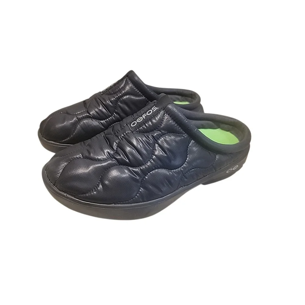 OOFOS OOcoozie Thermo Mule Men's Recovery Shoes Black & Alpine Moss Size 11.5